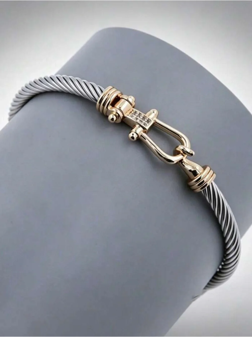 Twisted Cable Bracelet with Gold-tone Clasp